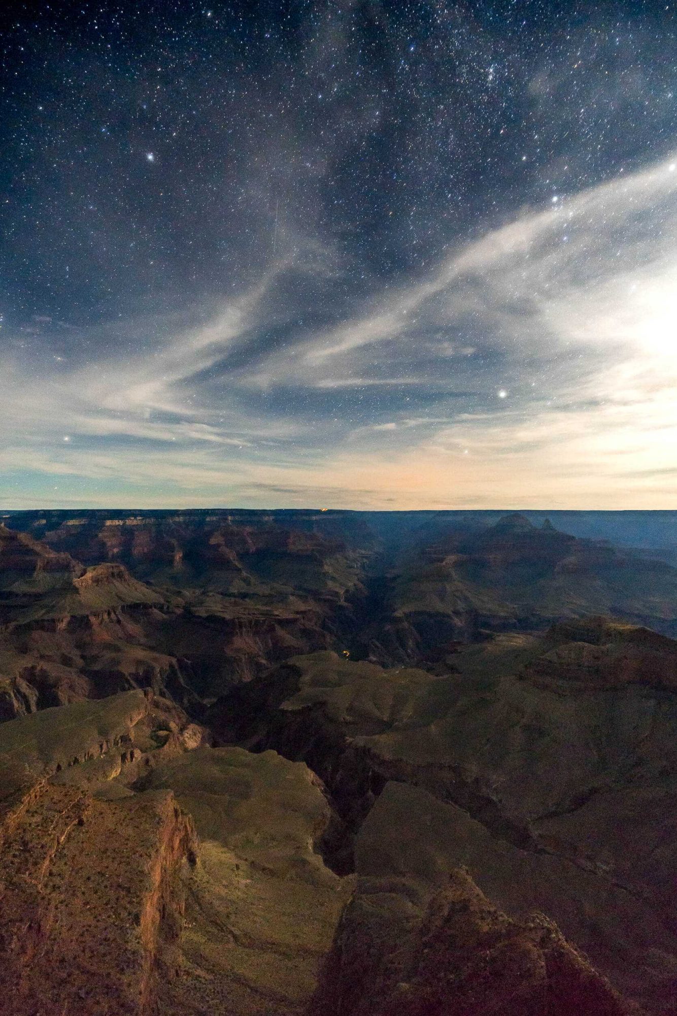 a long exposure shot of stars over the grand canyon as seen from the south rim | photo by jake landon schwartz