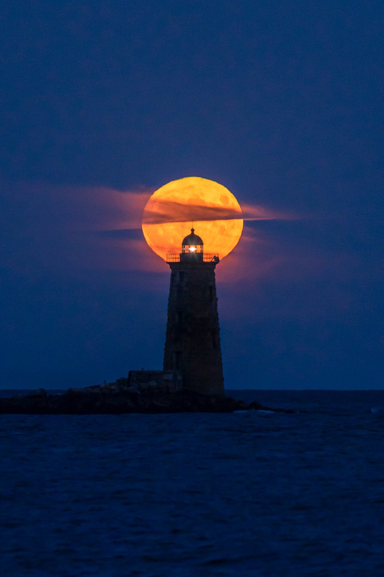 Full corn moon from New Castle Commons in New Castle, New Hampshire by Jake Landon Schwartz | photo by jake landon schwartz